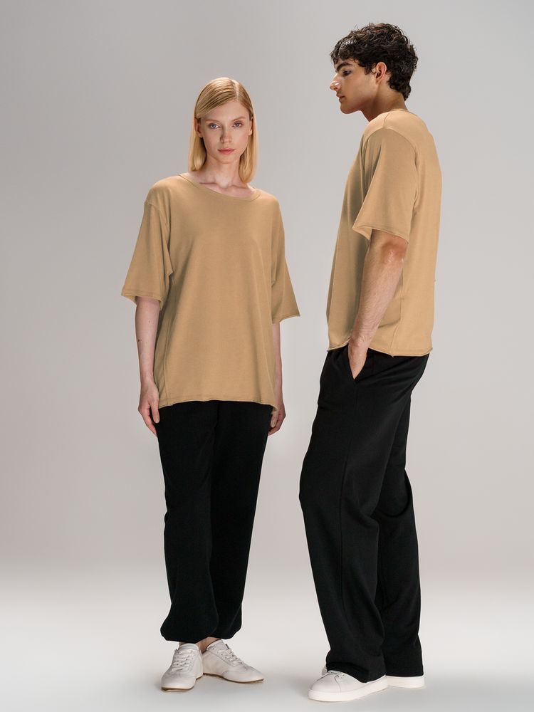 Футболка оверсайз унисекс Vozduh, бежевая-6