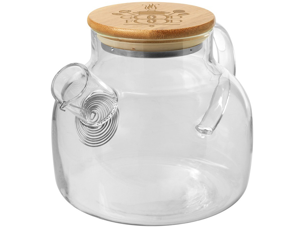 Чайник Zen с ситечком и бамбуковой крышкой - Прозрачный-2