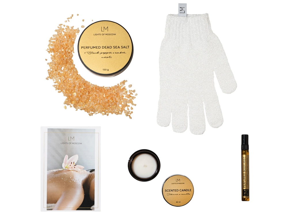 Парфюмированный спа-набор с лого Lights of Moscow, янтарный-1