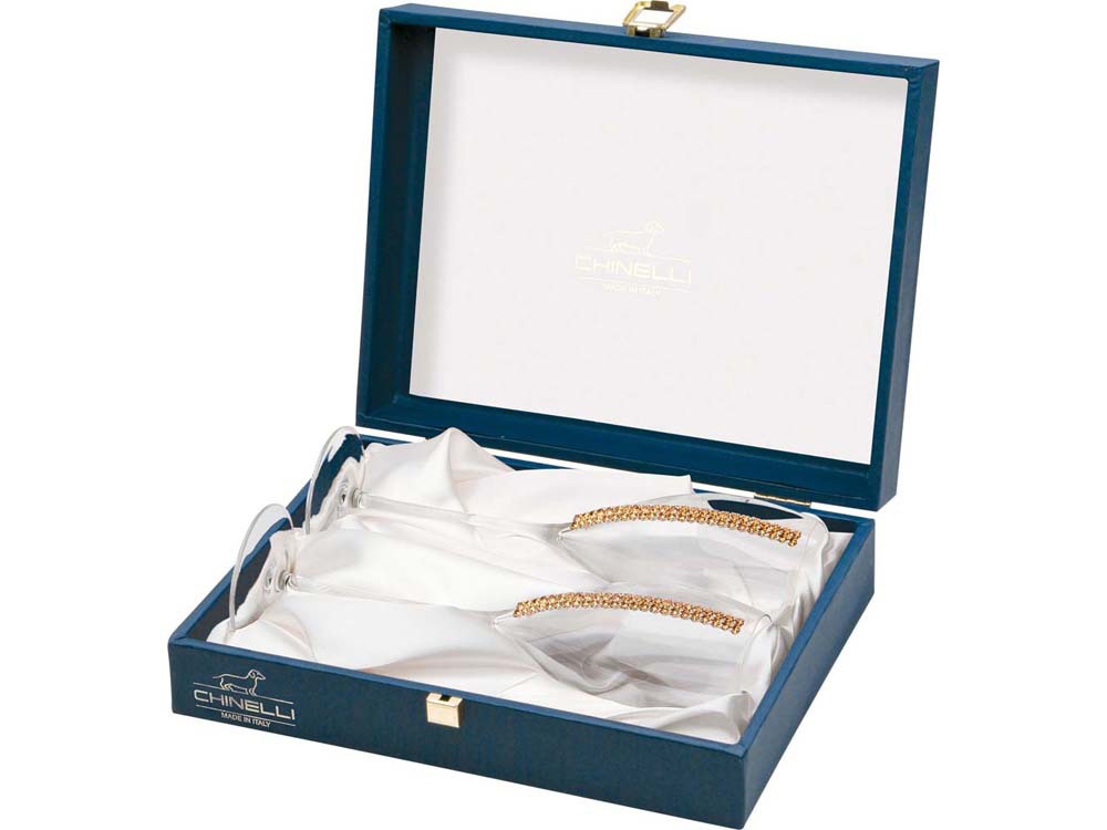 Бокалы для шампанского с кристаллами Swarovski Chinelli-1