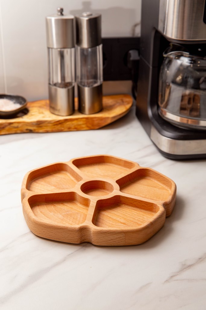 Менажница цветок, 23см, бук, светло-коричневый-0