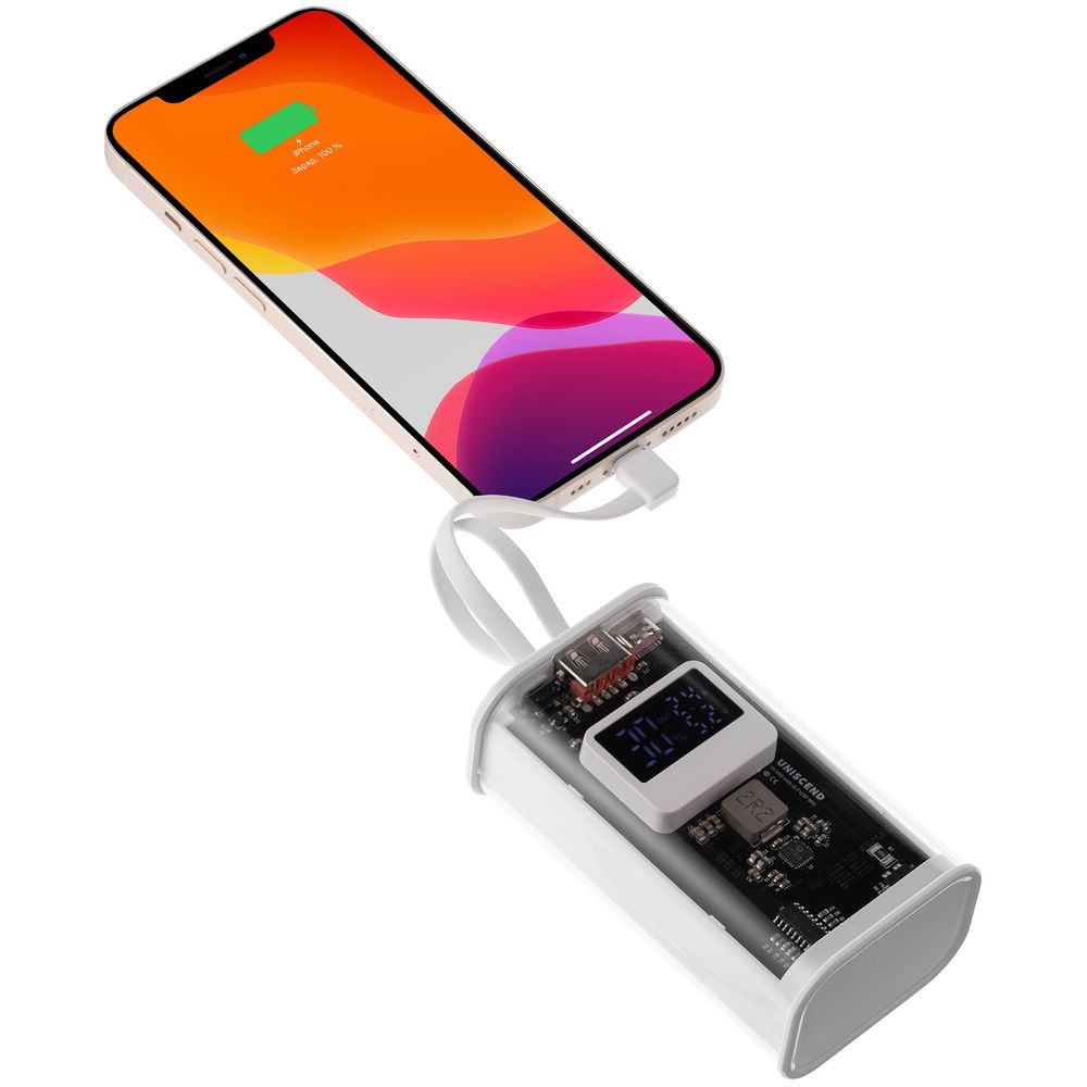 Аккумулятор с быстрой зарядкой Trellis Geek 10000 мАч, белый-4