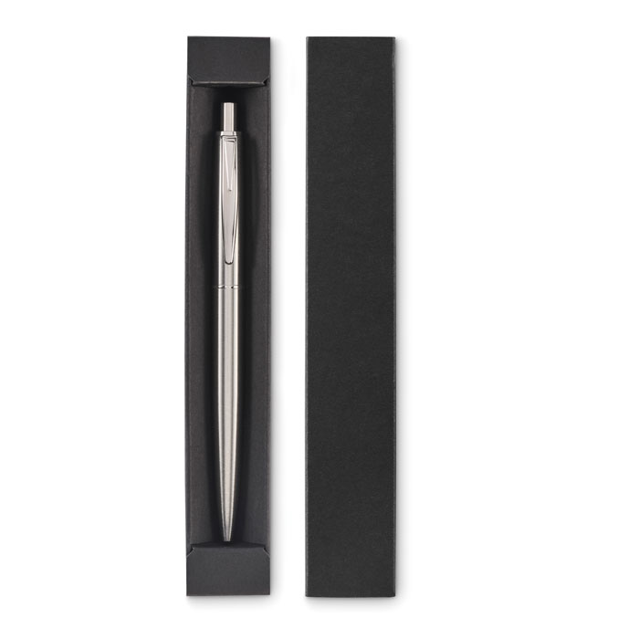 Push button pen in box, тускло-серебряный-3