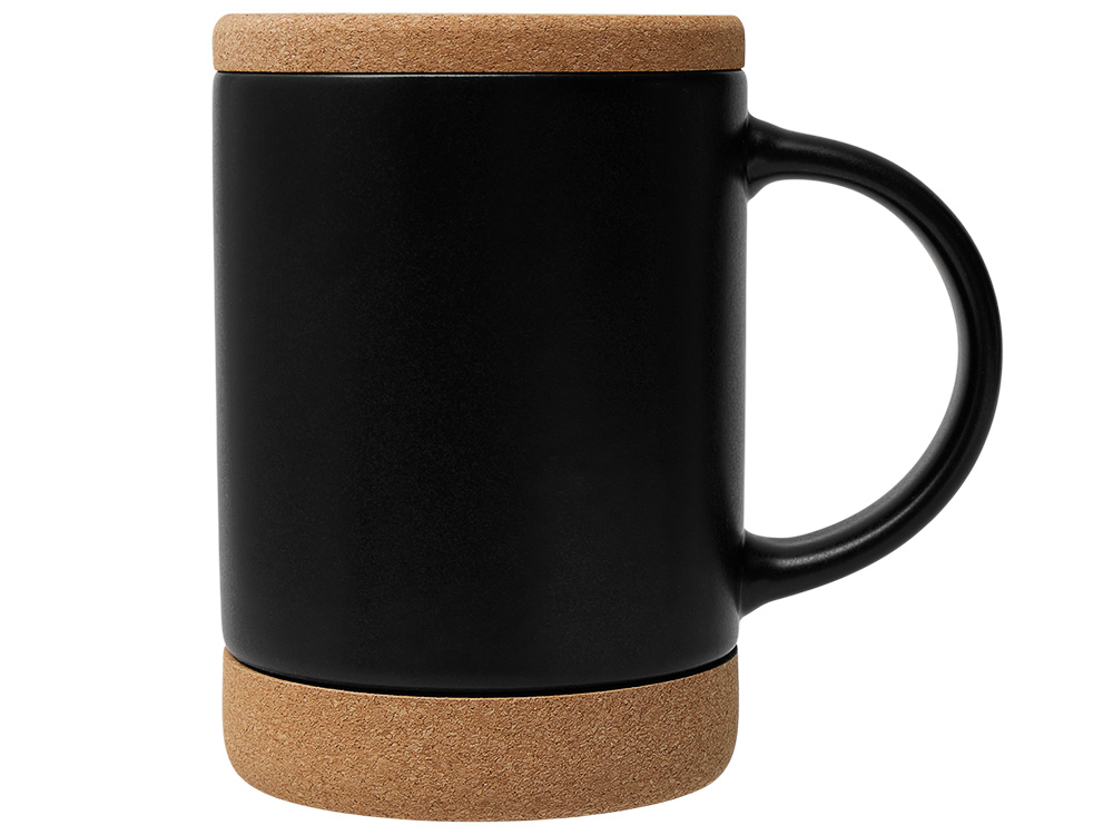 Кружка 450 мл с пробковым дном с крышкой Корк & Бон, черный-2