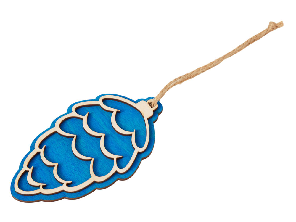 Подвеска шишка с цветной подложкой, синяя подложка-0