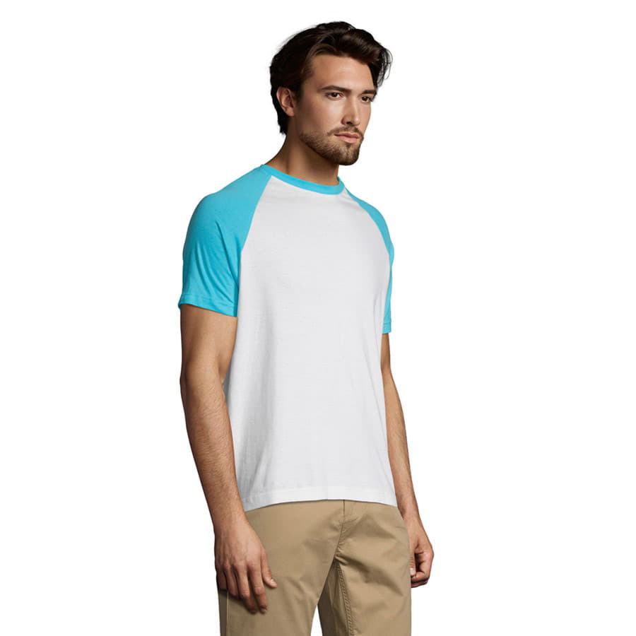 Футболка мужская FUNKY 150, бирюзовый, белый-5