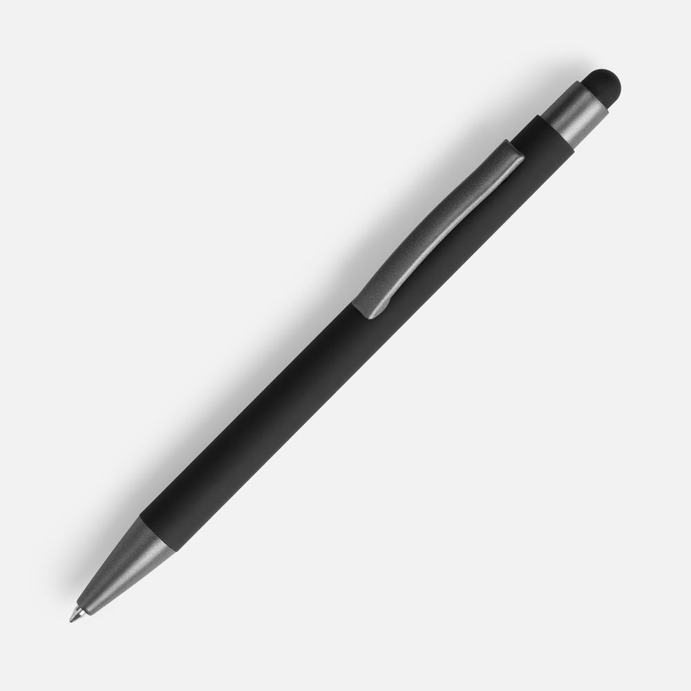 Ручка шариковая Atento Soft Touch Stylus со стилусом, черная-0