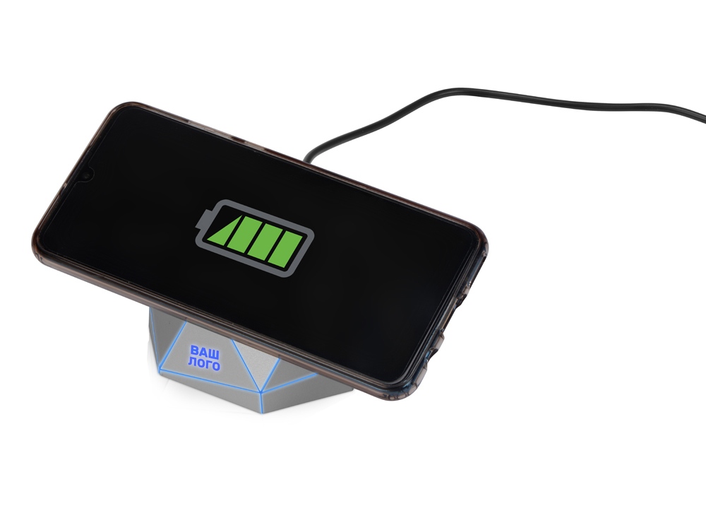 Док-станция Geo Dock с быстрой беспроводной зарядкой, серебристый с синей подсветкой. XOOPAR-1