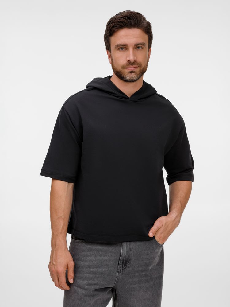 Футболка оверсайз унисекс с капюшоном Neofit, черная-1