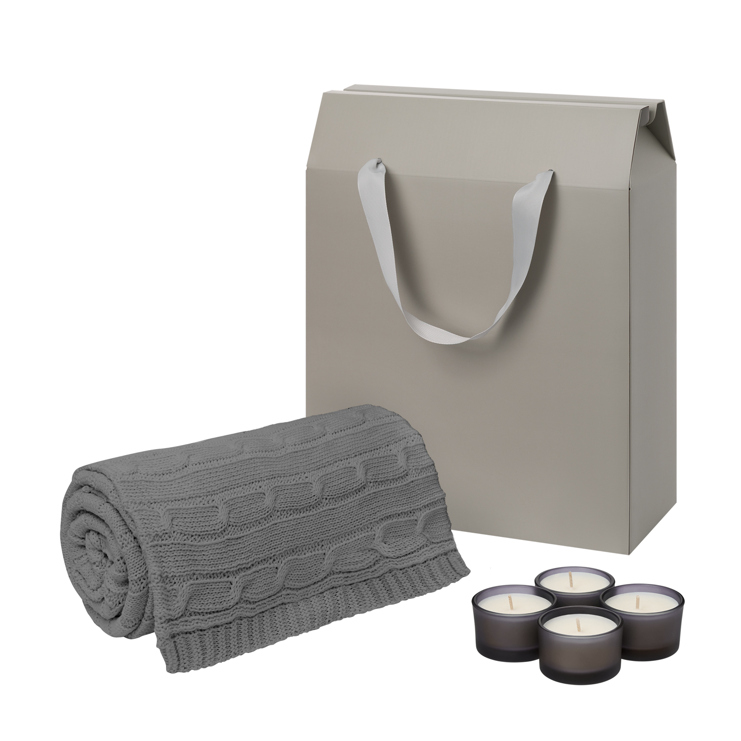 Подарочный набор Сенто (Sento), Фадо (Fado), серый (свечи, плед)-0