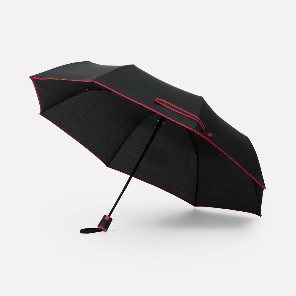 Зонт складной Edgeline, черный с красным-0