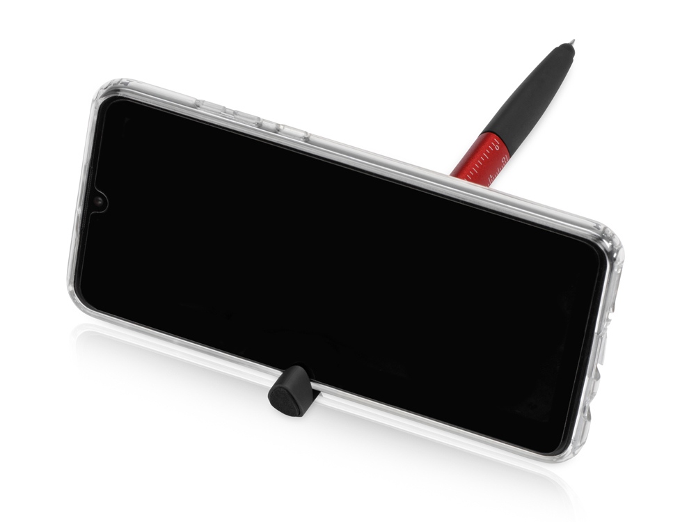 Ручка-стилус металлическая шариковая многофункциональная (6 функций) Multy, красный-3