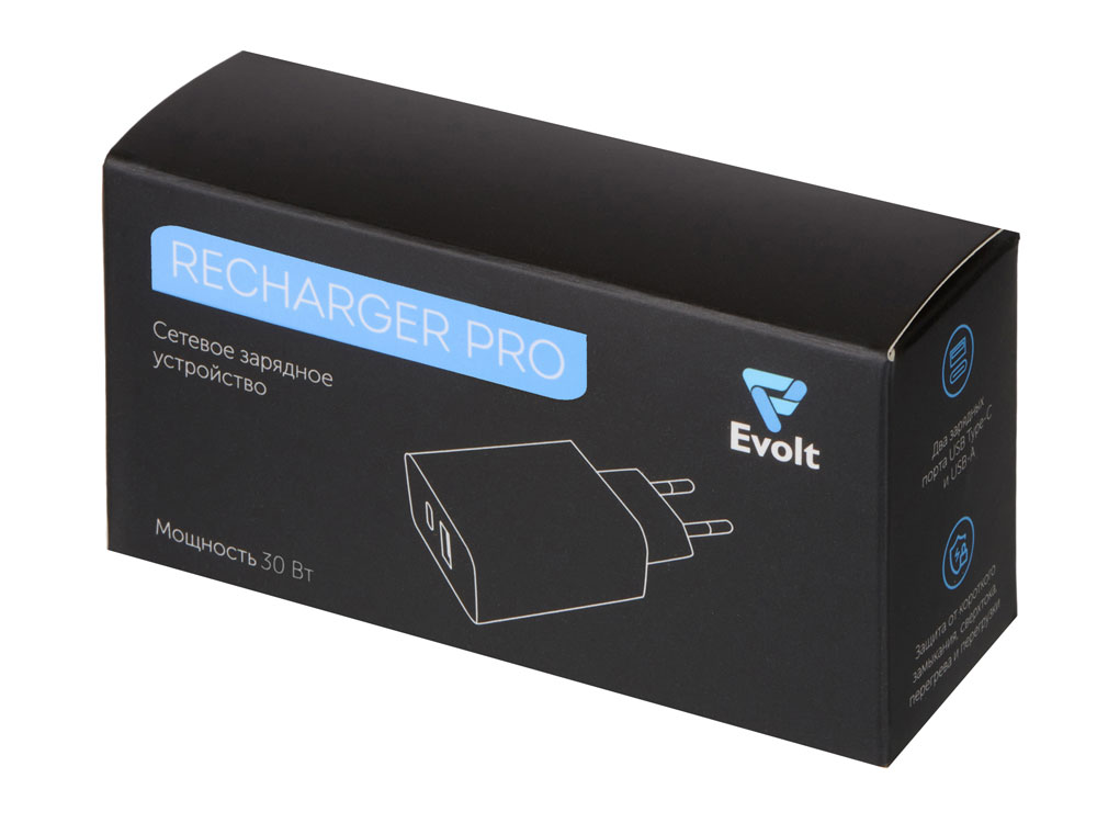 Сетевое зарядное устройство c выходами USB-A и USB-C Recharger Pro, быстрая зарядка QC/PD, 30 Вт, белый-3