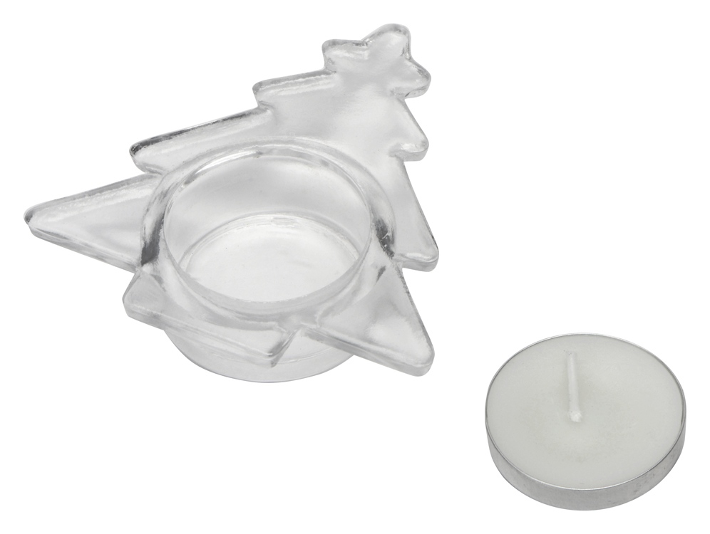 Подсвечник стеклянный со свечой, прозрачный-1