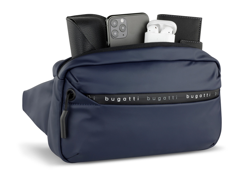Сумка на пояс BUGATTI Blanc, синяя, тарпаулин/полиэстер, 26х5,5х13,5 см-4