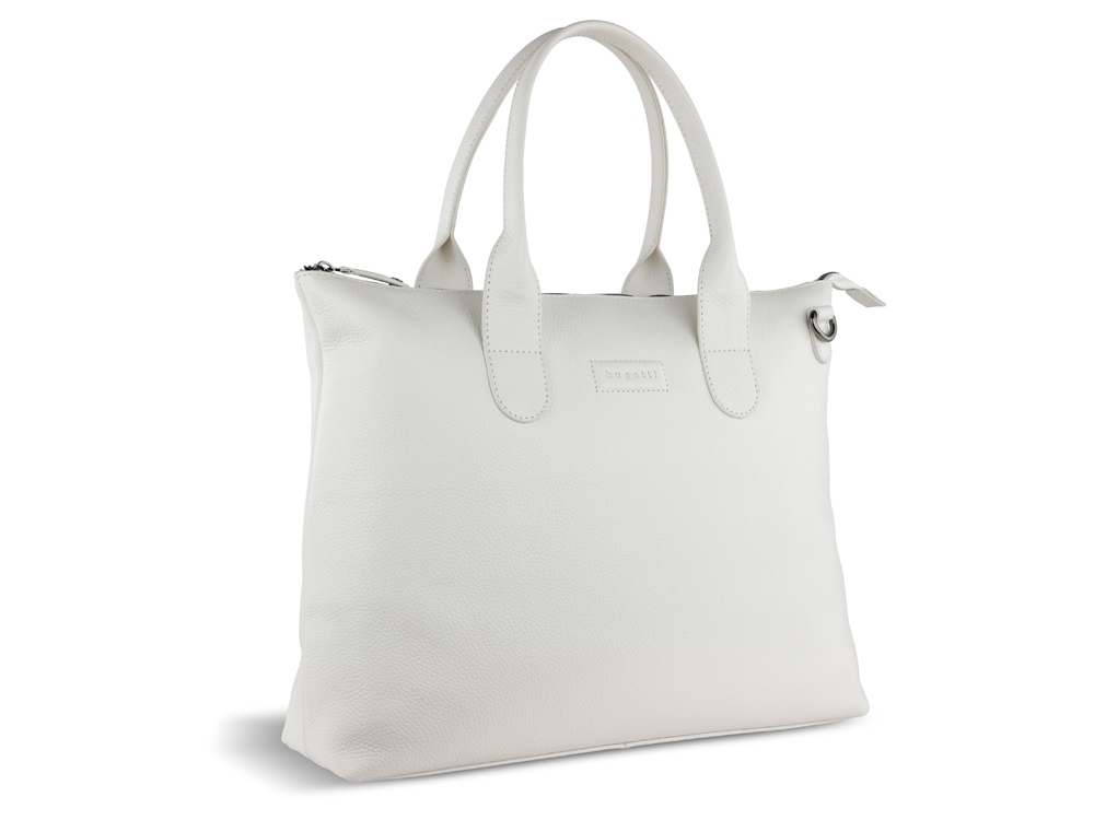 Сумка-шоппер BUGATTI ЭЛЬЗА | ELSA, белая, воловья кожа/полиэстер, 46х11х31,5 см-0