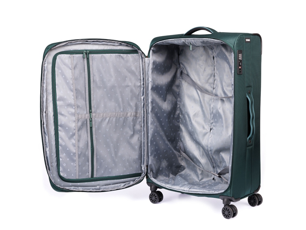 Чемодан TORBER Seyd, тёмно-зелёный, нейлон 600D, 48 х 22 х 78 см, 85 л-3