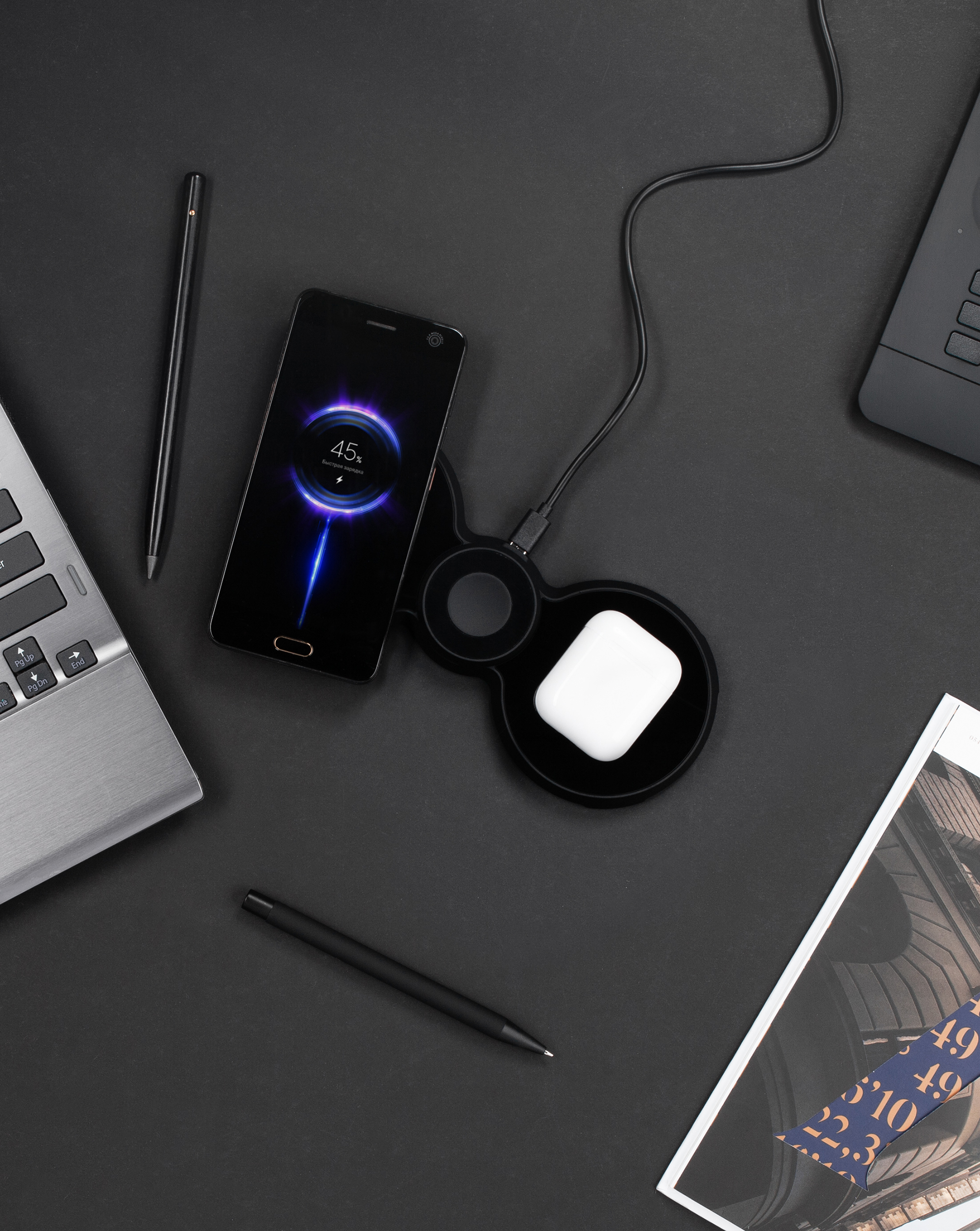 Беспроводная (15W) зарядная станция "Cheb" с прозрачным корпусом и MagSafe-6