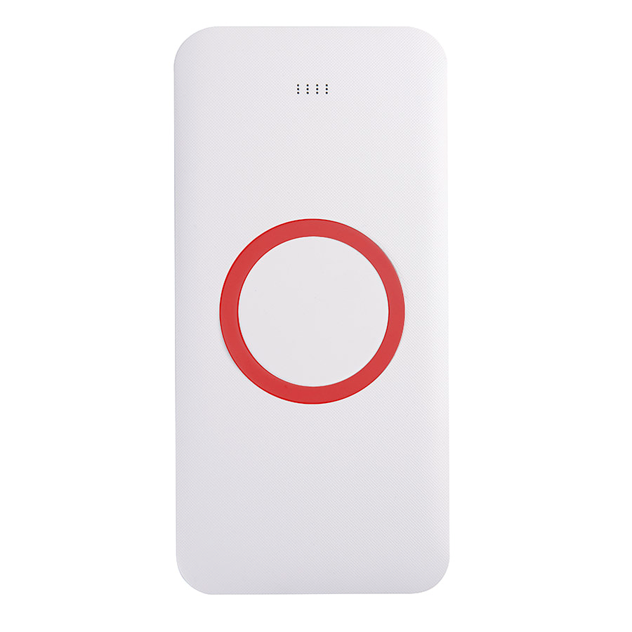 Универсальный аккумулятор с функцией беспроводной зарядки SATURN,белый с красным,15х7,3х1,2с, белый, красный-0