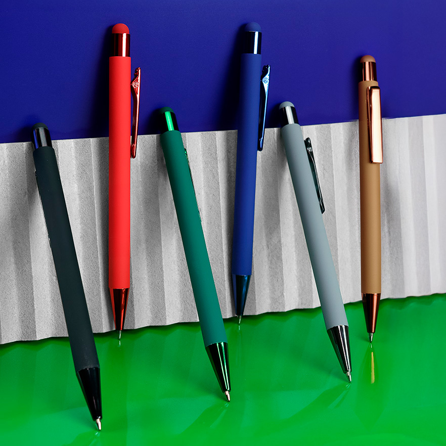 Ручка шариковая FACTOR COLOR со стилусом, золотой, золотистый-2