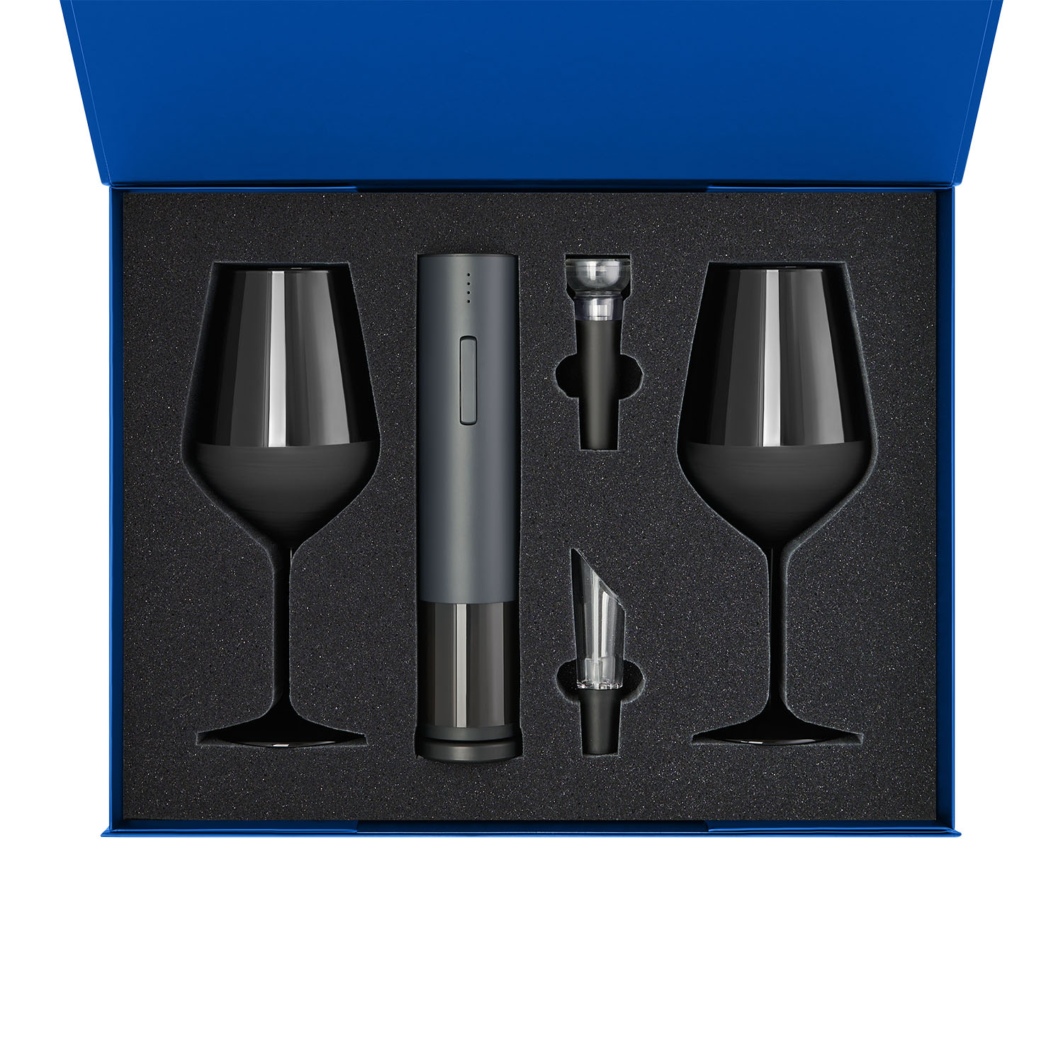 Подарочный набор 2 бокала для вина Black Edition + набор для вина Sacramento в синей коробке-1