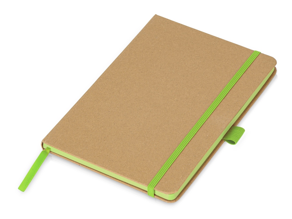 Блокнот A5 Sevilia Color, твердая обложка из крафта, 80 листов, цветной срез и форзац, натуральный/зеленое яблоко-0