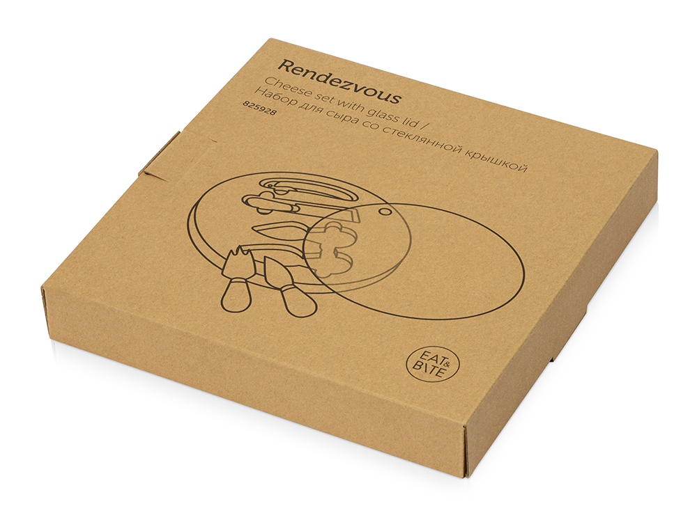 Набор для сыра Rendezvous круглый, со стеклянной крышкой-12