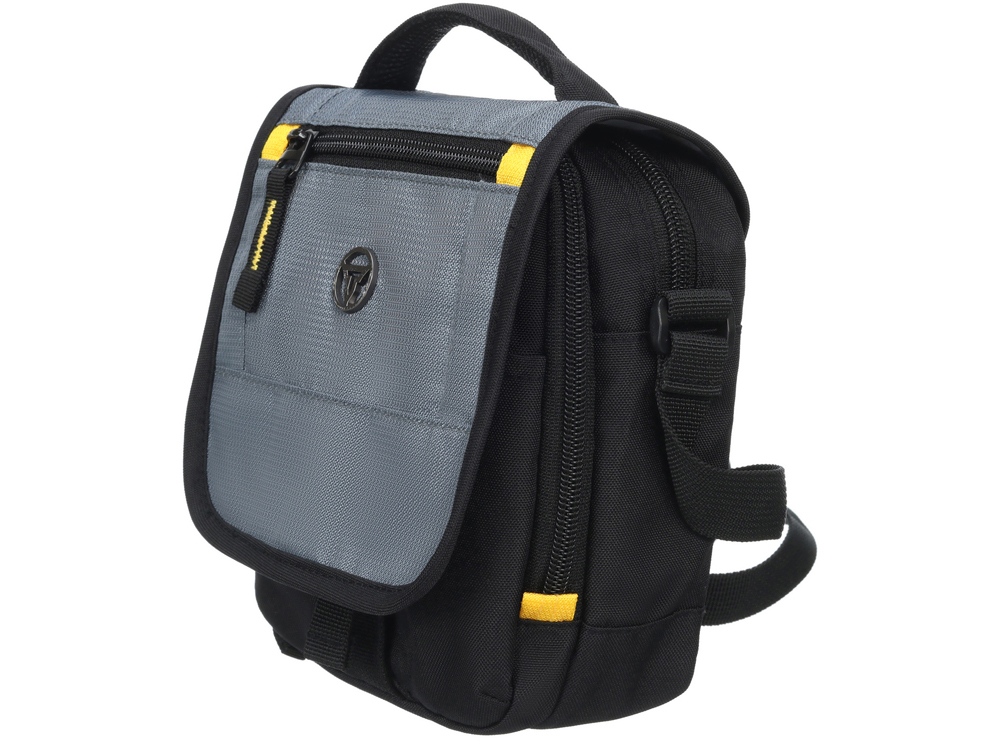 Сумка наплечная TORBER, черный/серый, полиэстер/добби, 15х5х22 см-1