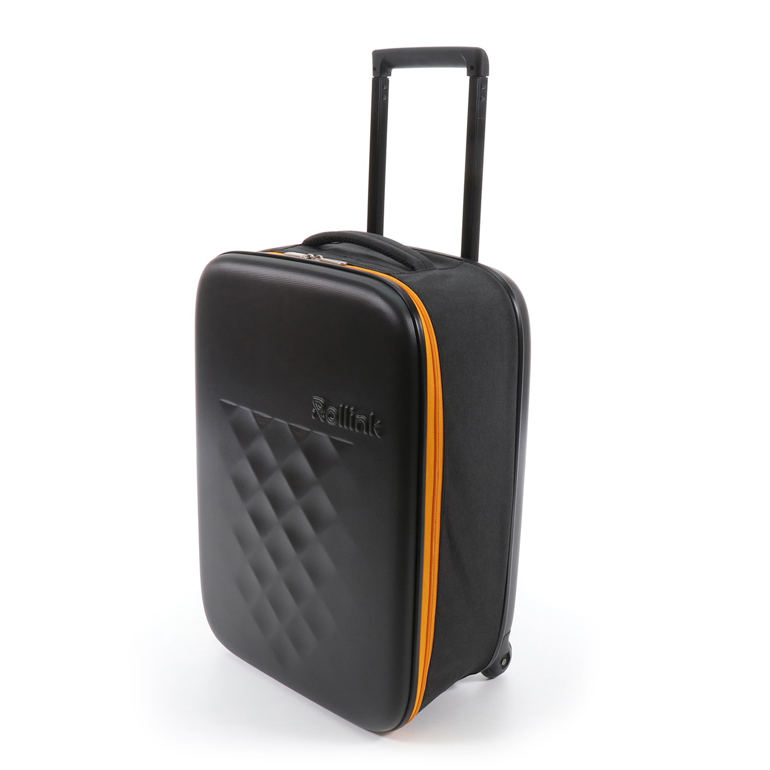 Чемодан складной Rollink Earth 55x40x20 см, 2 колеса, черный/оранжевый-8