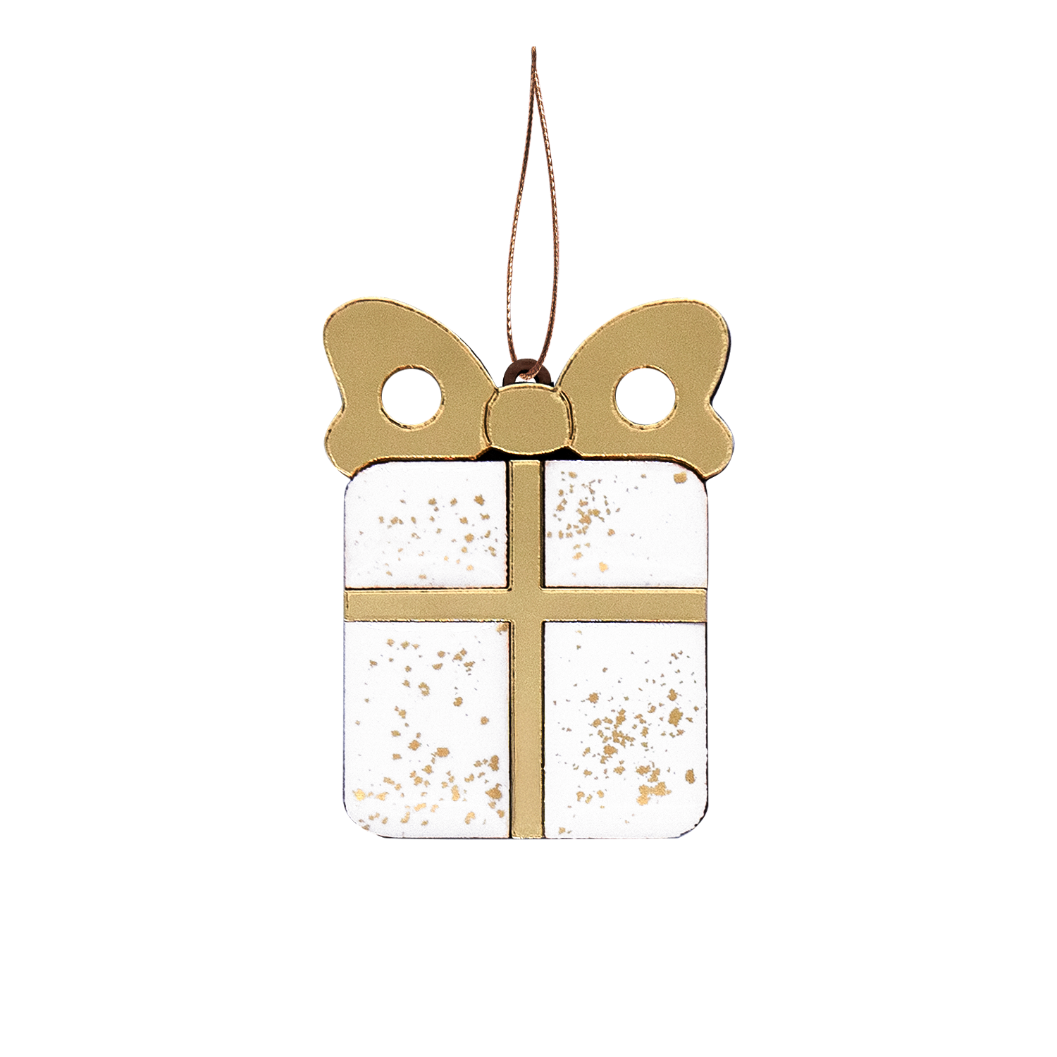 Ёлочная игрушка Подарочек (белый с золотым )-0