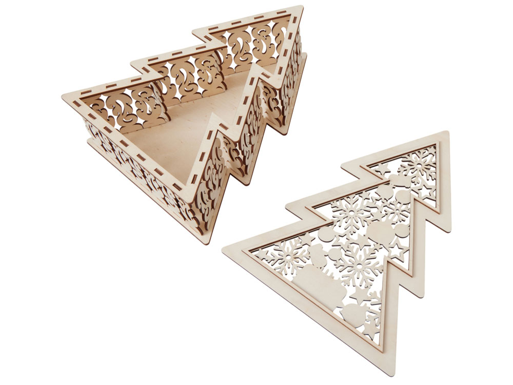 Шкатулка из фанеры в виде елки Firytale , серебристая-1