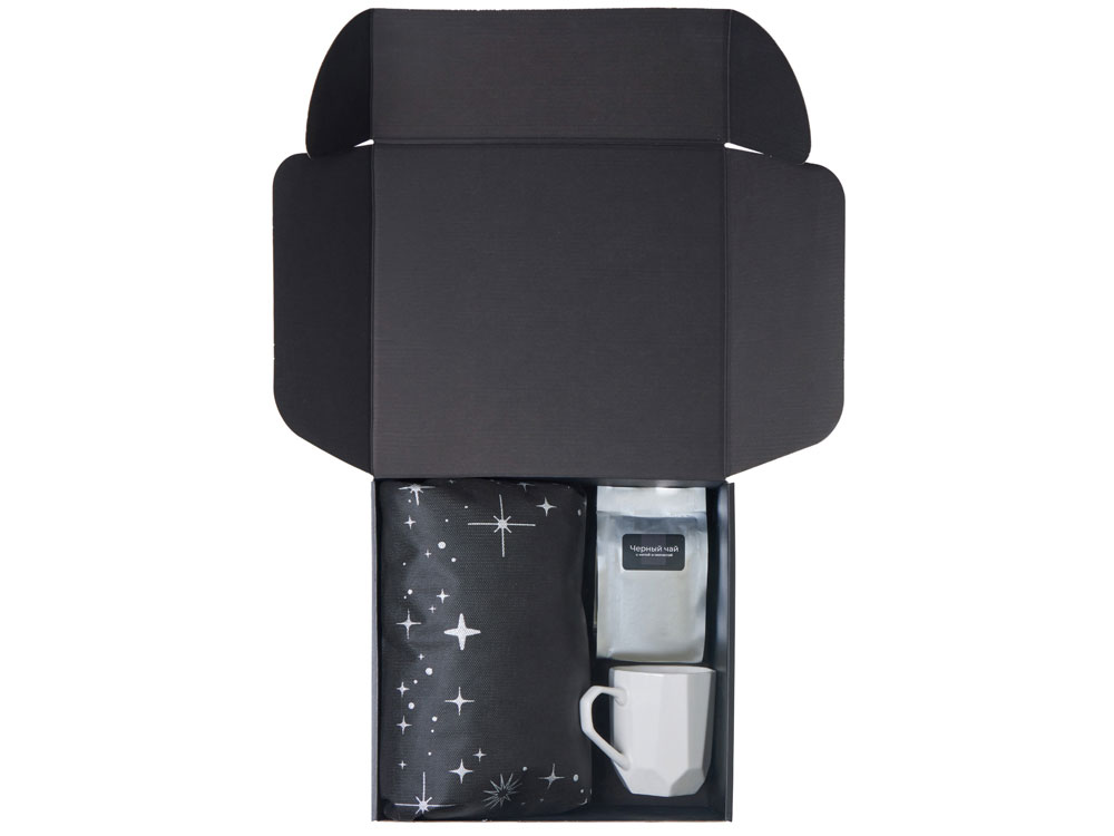 Подарочный набор с кружкой, подносом, свечой и чаем, белый-2