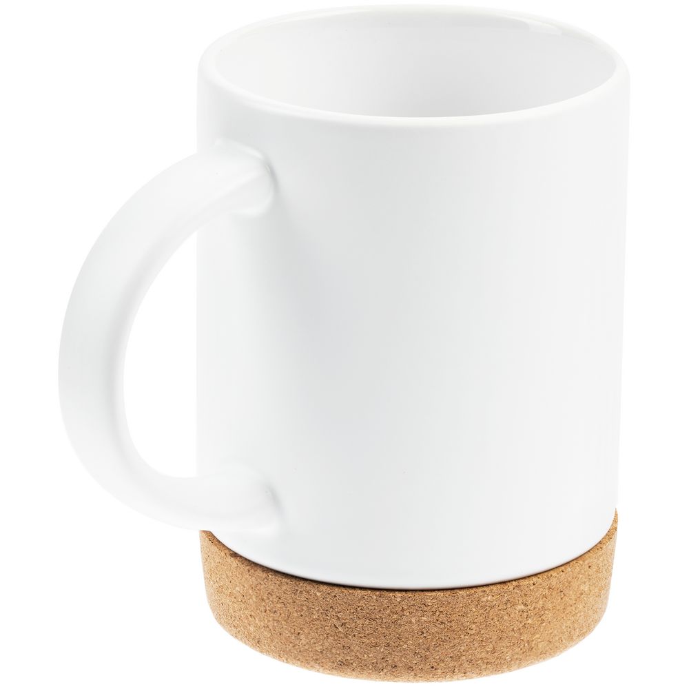 Кружка с пробковой подставкой Corky для сублимационной печати, матовая, белая-1