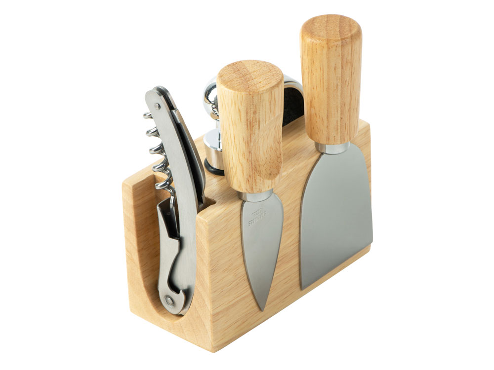 Набор Save time для сыра и вина со съемной подставкой, натуральный, серебристый-3