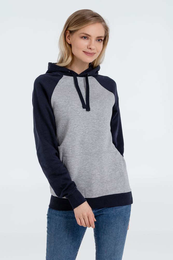 Толстовка унисекс Seattle, серый меланж с темно-синим-3