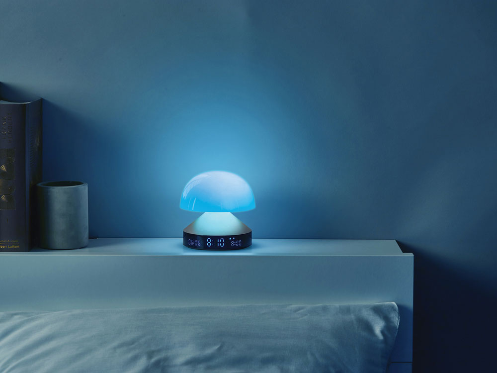 Светильник с часами и световым будильником Mina Sunrise, темно-серый-14