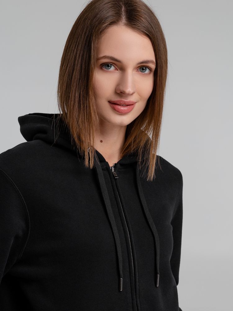Толстовка на молнии с капюшоном унисекс King, черная-9