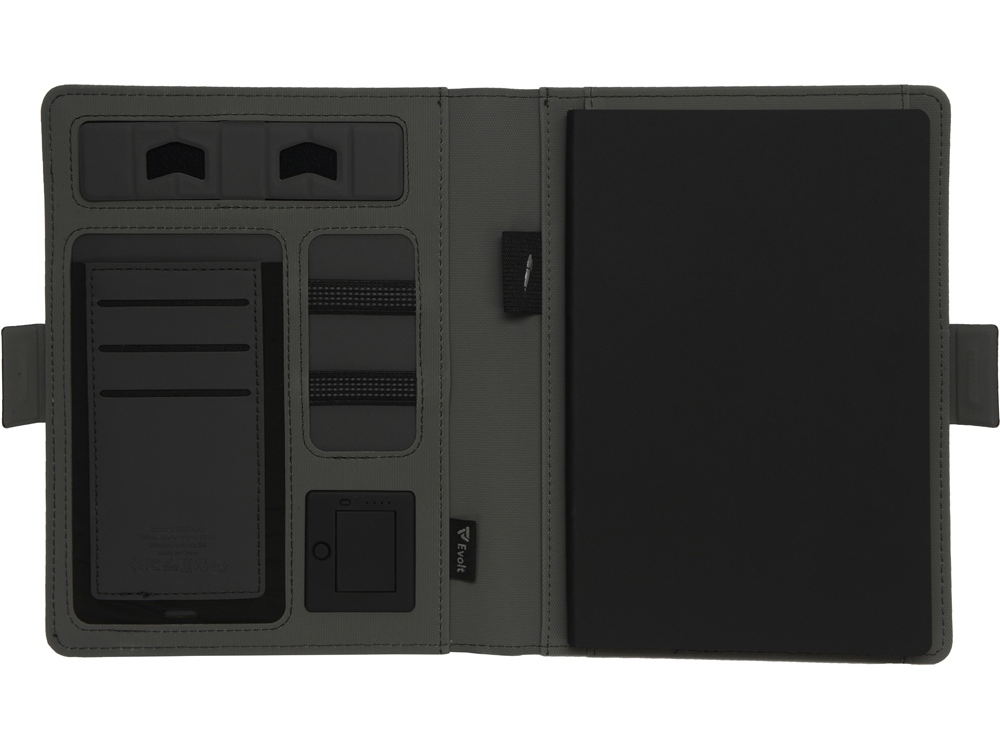Органайзер с беспроводной зарядкой 5000 mAh Powernote, темно-серый-10