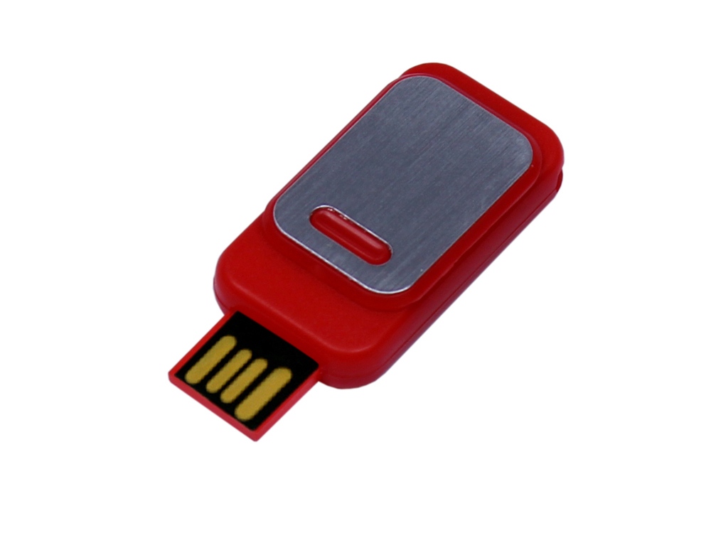 USB-флешка промо на 32 Гб прямоугольной формы, выдвижной механизм, красный-0