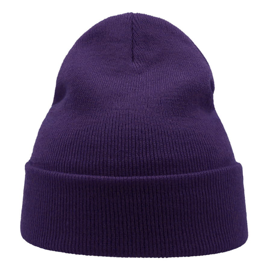 Шапка вязаная  двойная WIND с отворотом, фиолетовый-1