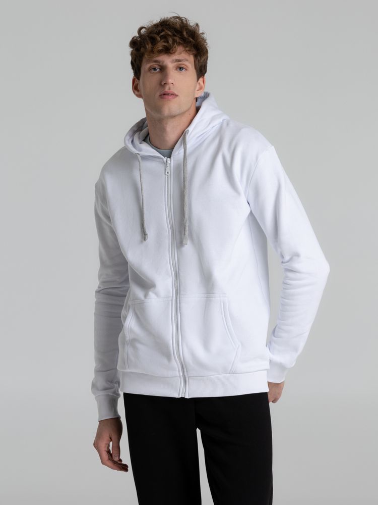 Толстовка на молнии с капюшоном Unit Siverga Heavy, белая-3
