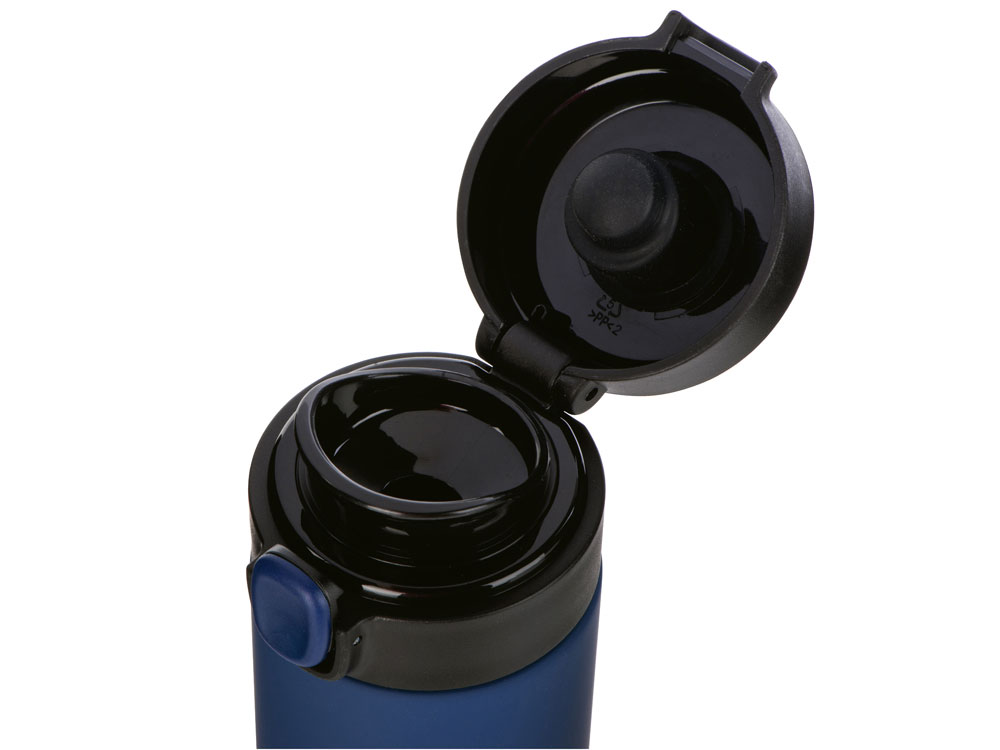 Вакуумная термокружка Waterline c кнопкой Guard, 400 мл, тубус, темно-синий-4