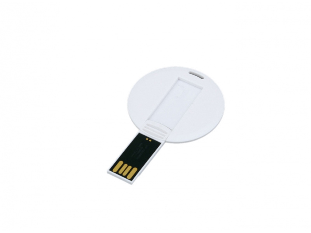 USB-флешка на 16 Гб в виде пластиковой карточки круглой формы, белый-1