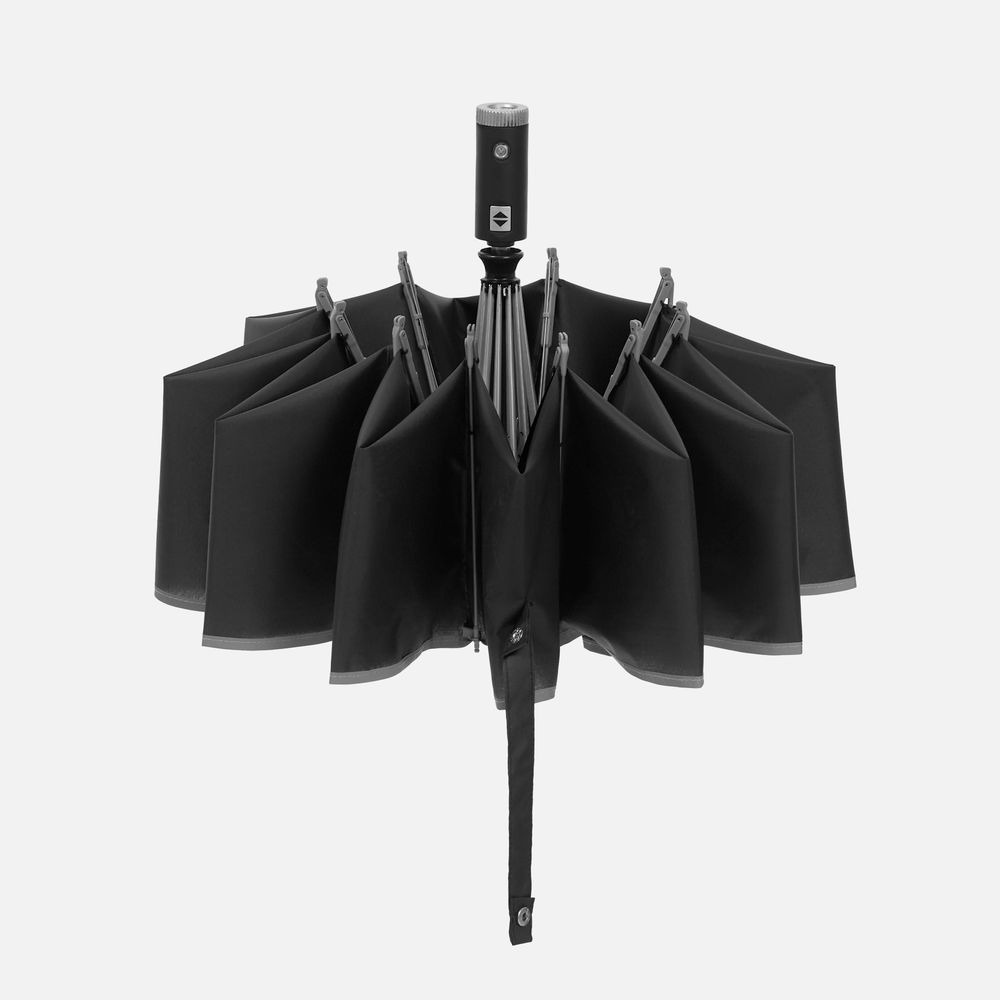 Зонт обратного сложения Norsken с фонариком, черный-2