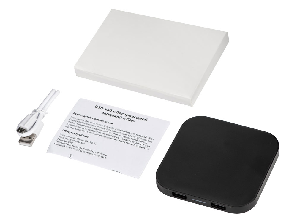 Беспроводная зарядка Tile с 2 USB-A, 5 Вт, черный-7