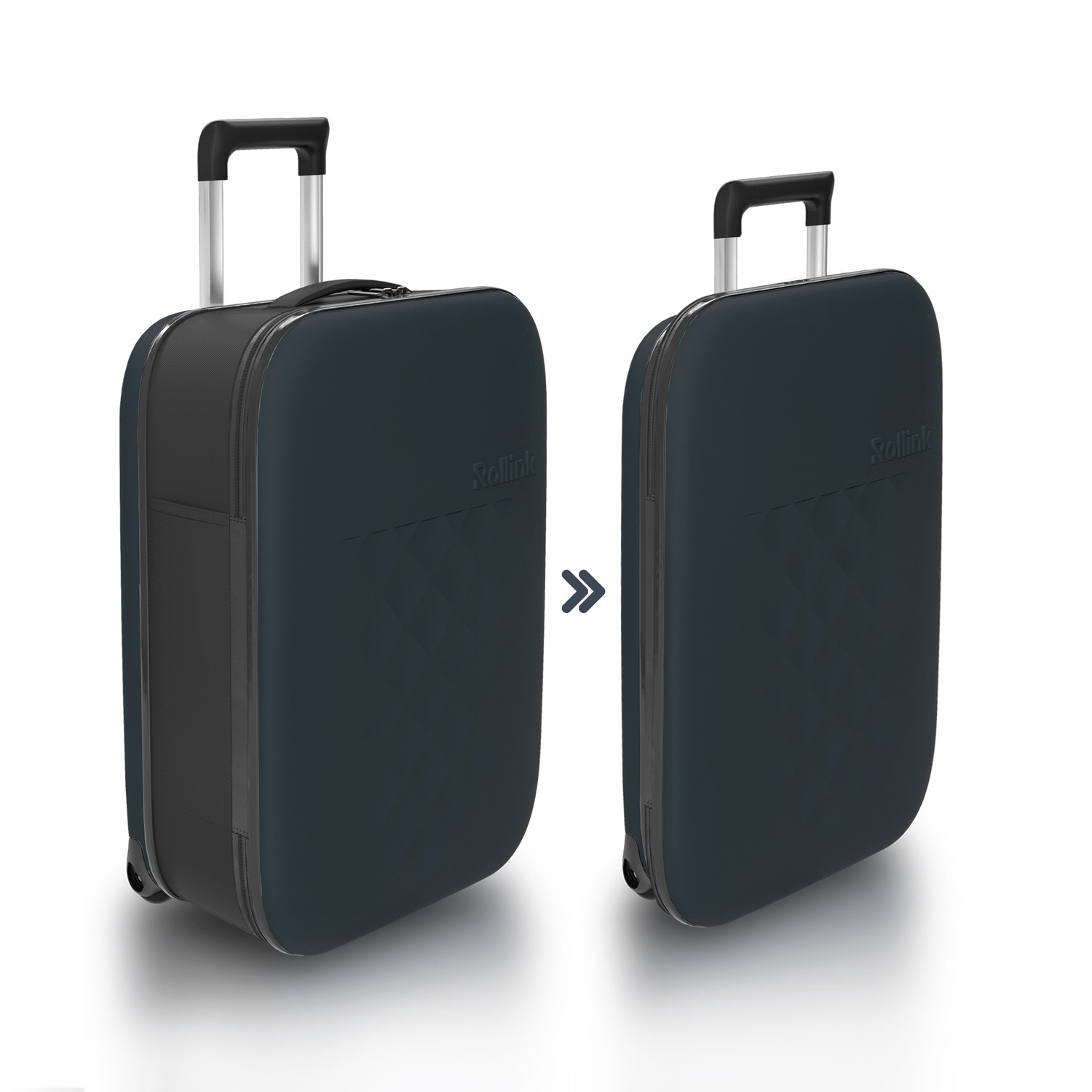 Чемодан складной Rollink Vega II 55x40x20 см, 2 колеса, серо-синий-0