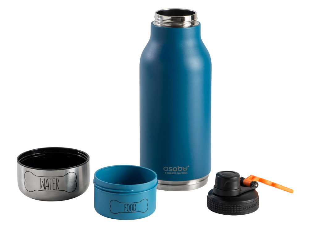 Вакуумный термос Buddy 3-в-1 со съемными мисками для питомцев, 1000 мл, синий-2