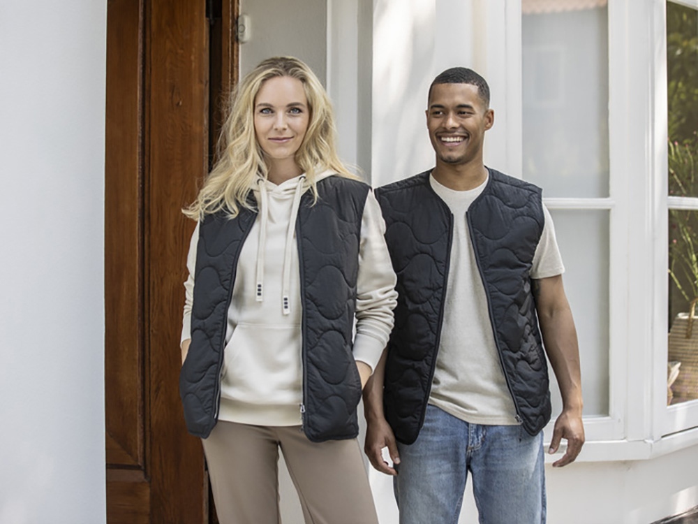 Quartz утепленный жилет унисекс из переработанного материала GRS - сплошной черный-3