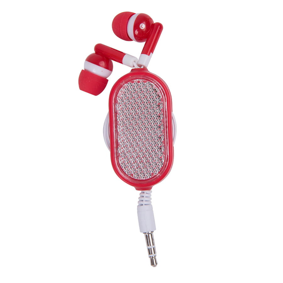 Наушники со светоотражателем и держателем RASUM, красный-1