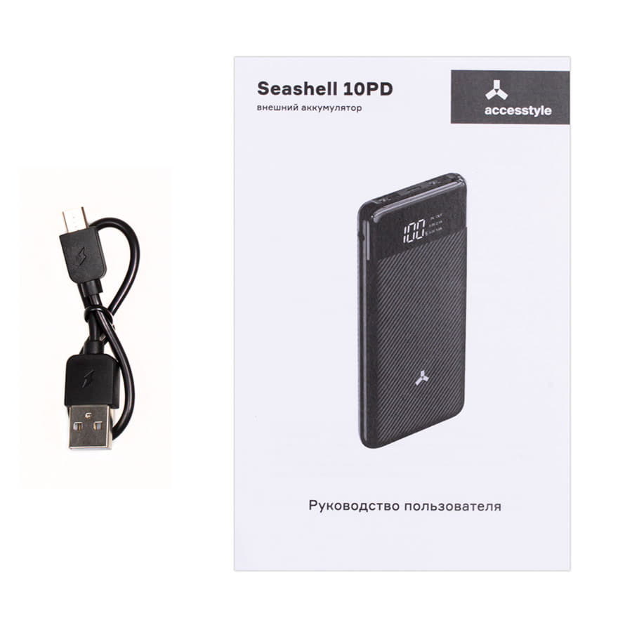Внешний аккумулятор Accesstyle Seashell (10000 mAh), черный, черный-4